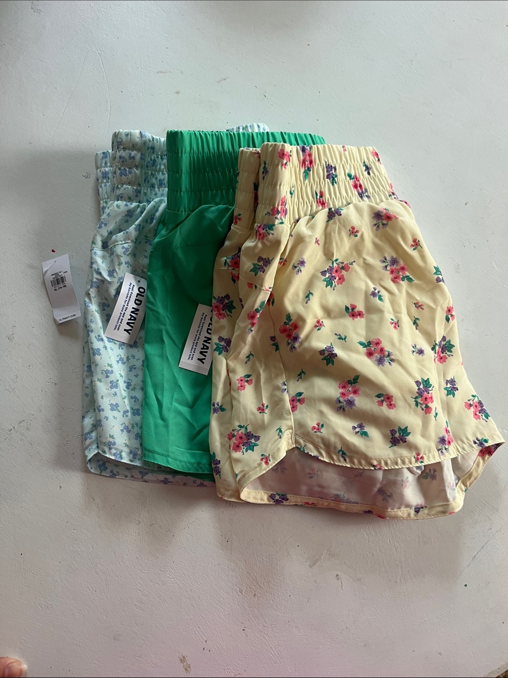 Old Navy Girls Floral Yellow, Green & Light Blue Shorts Set